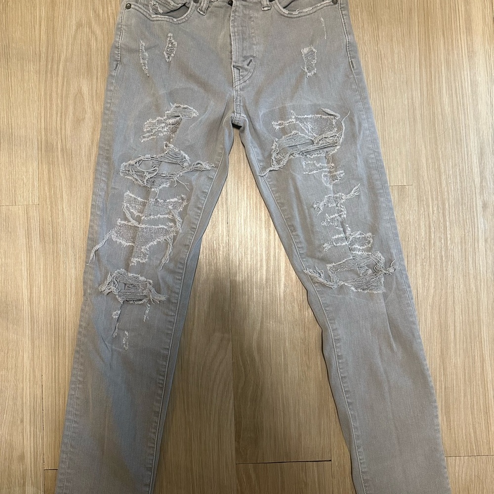 American Eagle Outfitters Light Gray Distressed Skinny Jeans
